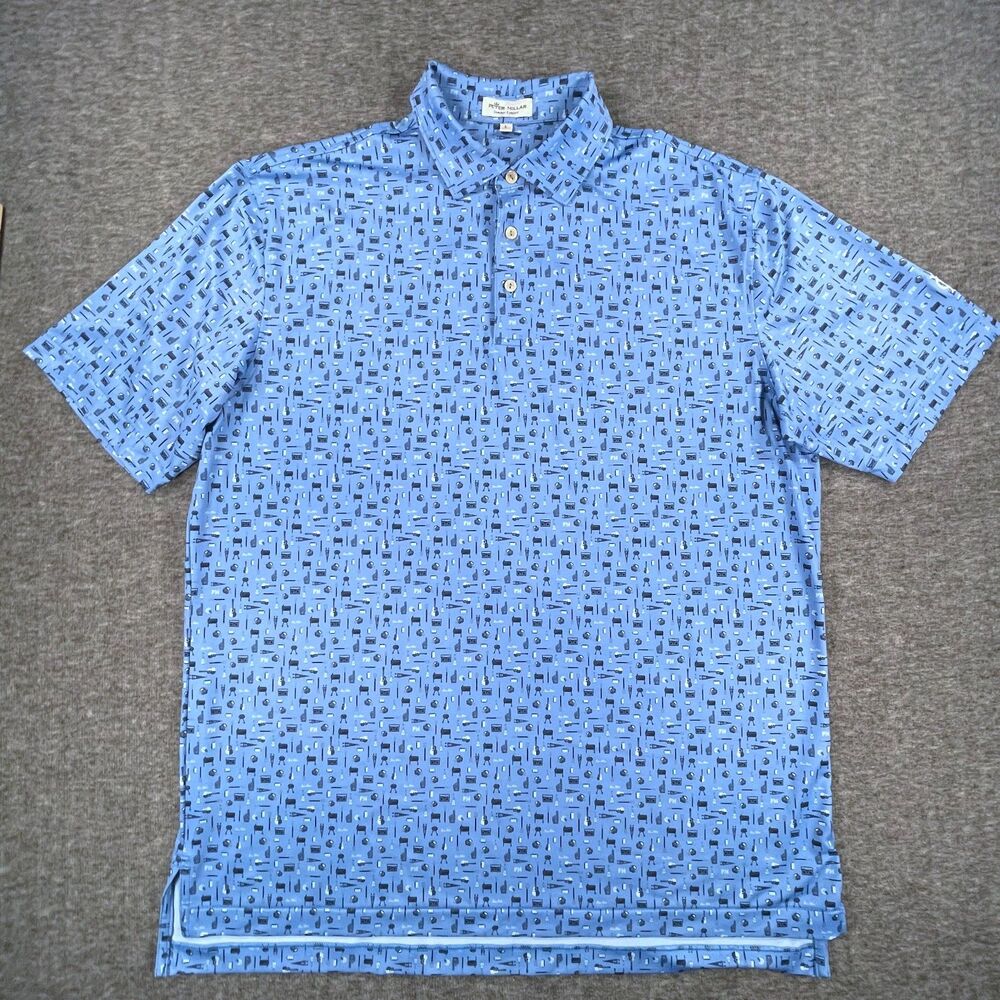 Peter Millar Landmark Tailgate Polo Large Blue Dallas Country Club Golf Shirt - Picture 2 of 12